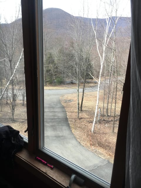 View from 3 twins bedroom in winter. The mountains are always there, watching us