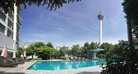 Outdoor pool, sun loungers