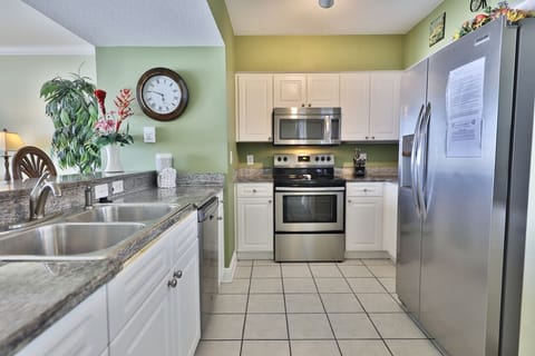 Fully stocked kitchen.