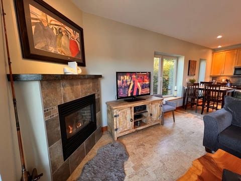 gas fireplace and smart TV
