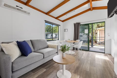 Deluxe Cabin (2BR) - Sleeps 6 | Living area | Flat-screen TV, DVD player