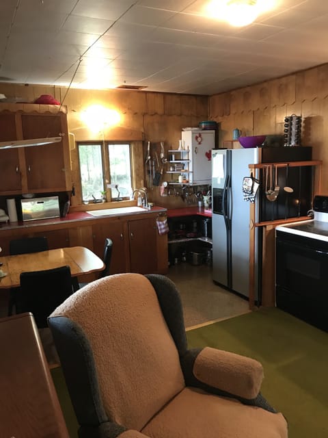 Kitchen fully stocked, not fancy but everything you need