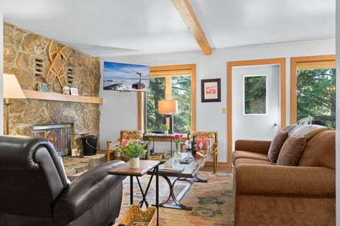 Living Room with Wood-Burning Fireplace