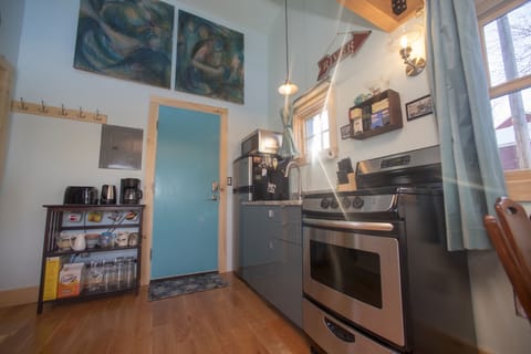 We provide coffee, milk, tea, yogurt and homemade granola.