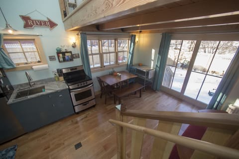 This tiny space is light filled and feels big