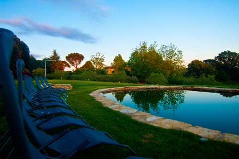 Seasonal outdoor pool, pool umbrellas, sun loungers