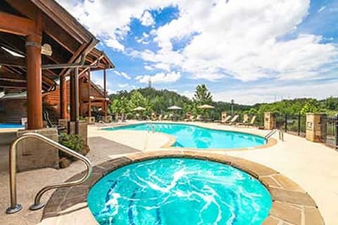 Outdoor pool and hot tub