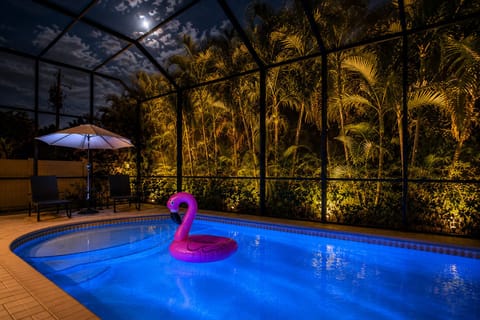 Southern exposure heated pool with two primary suites with king beds. 