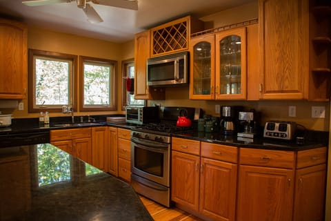 Every utensil you could imagine. Enormous granite island.