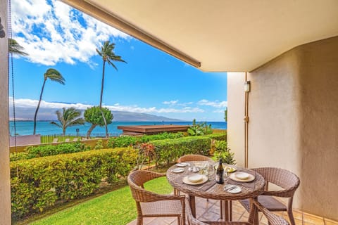 View from private lanai (balcony) with 4 seats.Enjoy the view and sound of wave