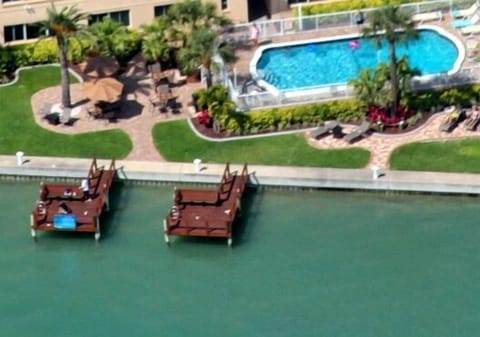 Docks, bbq area, and pool 