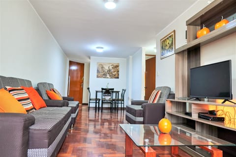 Superior Apartment, 2 Bedrooms | Living area | 32-inch LCD TV with cable channels, TV, DVD player