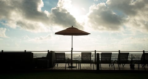 view of the deck near sunset