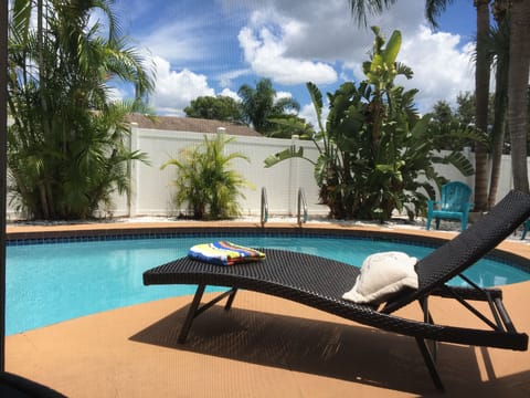 Relaxing by the pool.
