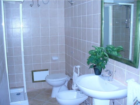 Shower, free toiletries, hair dryer, bidet