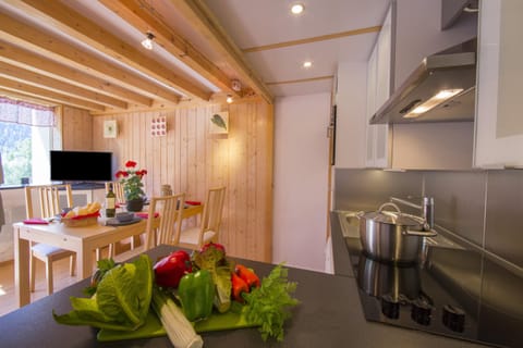 View of kitchen and dining space