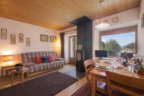 Homely living space with a Mont Blanc view