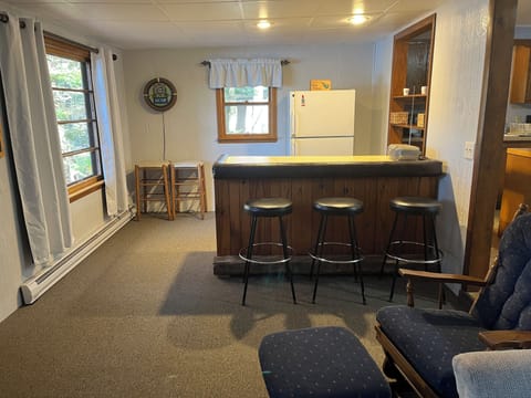 Wood Stove , TV and Bar Room