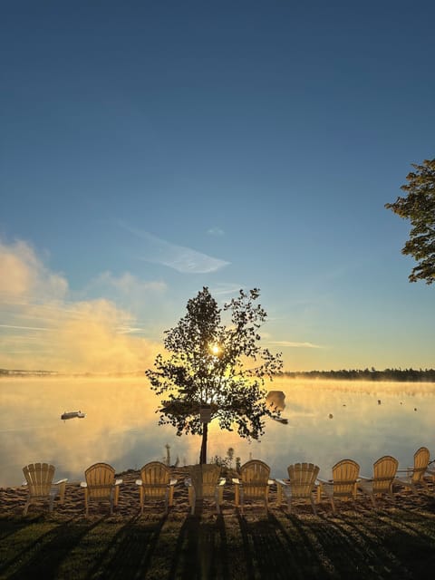 Nothing better than a cup of coffee while watching the sun rise on Round Lake