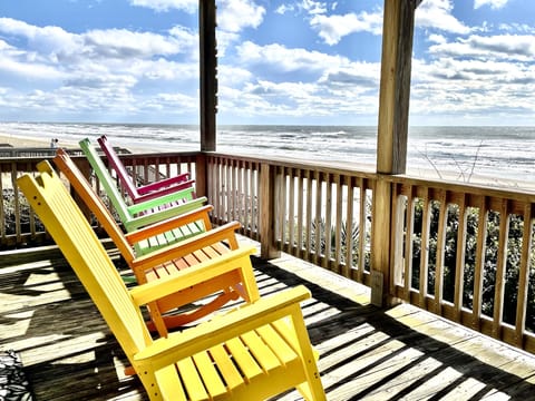 Oceanfront deck off of Great room