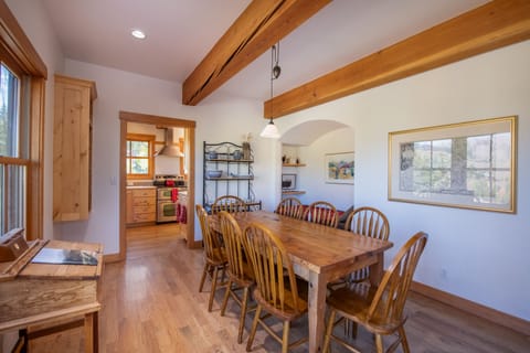 Dining area for 8 with reading nook