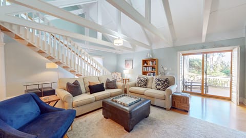 Spacious Living Room with Vaulted Ceilings