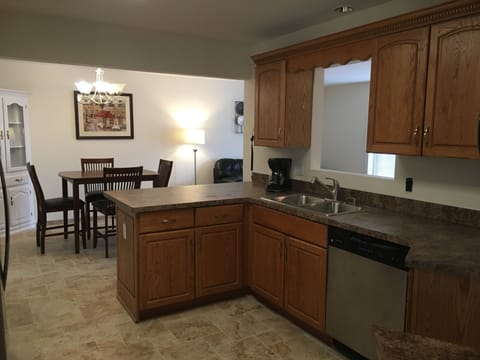 Large kitchen perfect for preparing meals and party food.