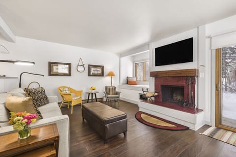 Living Room with Wood Fireplace