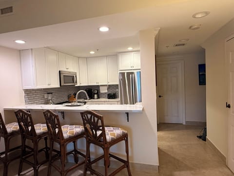 Stools at kitchen counter