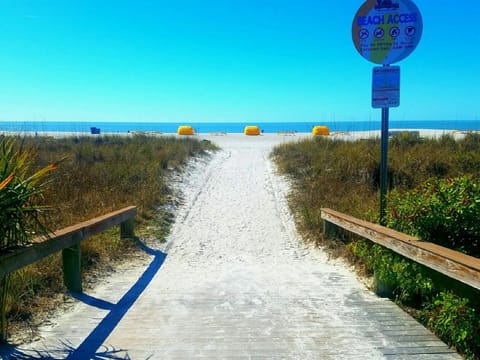 beautiful beach is steps away