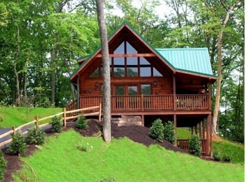 Close up of cabin entrance at the highest point of Black Bear Falls. 
