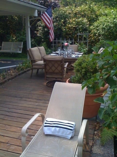 Enjoy lunch after a soak in the hot tub.