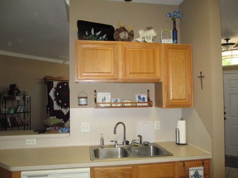 kitchen sink looking into living room