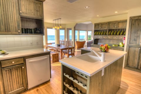 The kitchen has the amenities to make your stay comfortable.