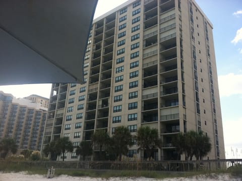 view of condo from the beach; look how close you are!