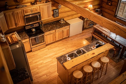 Kitchen & Dining area. view from loft