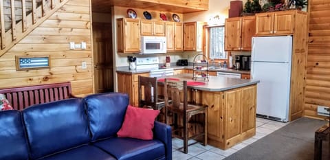 Really comfortable leather sleeper sofa.  Easy to open, no cushions to remove!