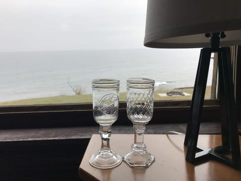 “Up North” goblets and campfire ring in the distance. 