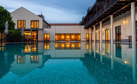 Indoor pool, outdoor pool, sun loungers