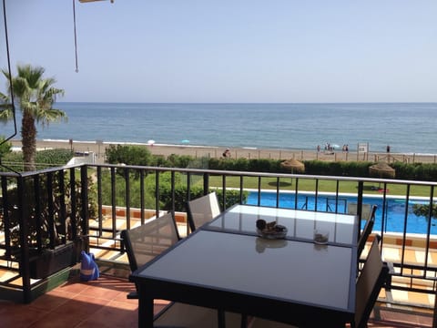 Terrace view, pool open all year.