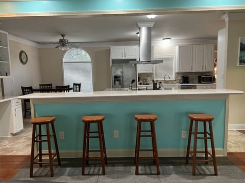 Bar top with bar stools