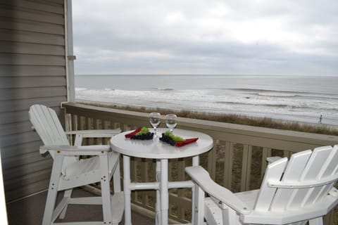 Enjoy the beach from the oceanfront balcony.