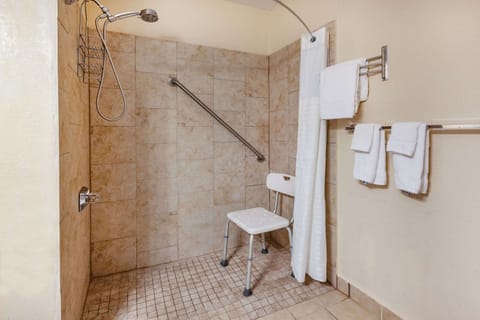 Room, 2 Double Beds, Accessible, Non Smoking (Mobility/Pet Friendly) | Bathroom | Shower, hair dryer, towels