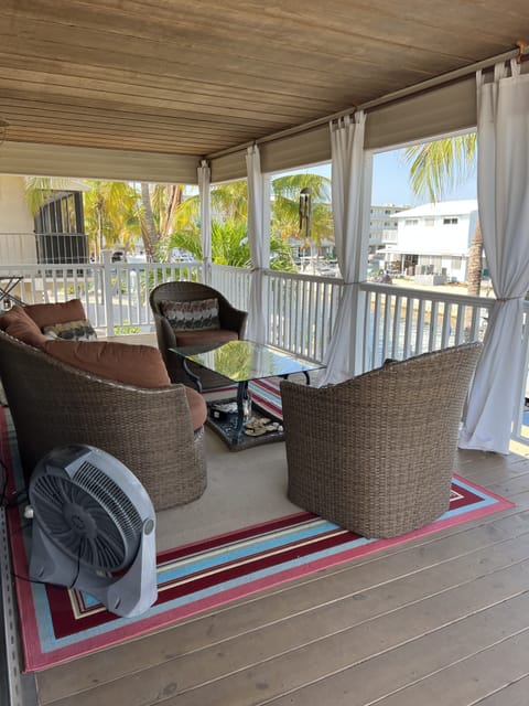 Outdoor balcony.  Love having morning coffee here. 