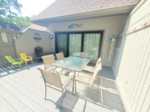 Spacious private deck with fun coastal decor