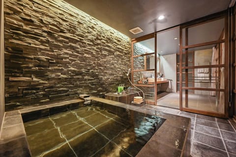 Premium Japanese/Western style room with hot spring "Jyoha" -yuzuriha | Bathroom | Spring water tub, free toiletries, hair dryer, electronic bidet
