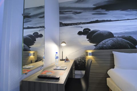 Individually decorated, individually furnished, desk, blackout drapes