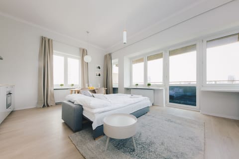 Premium Apartment, 1 Queen Bed with Sofa bed, City View | Living area | Flat-screen TV