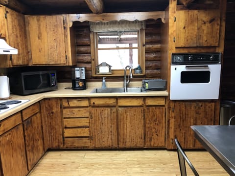 Fully stocked kitchen.