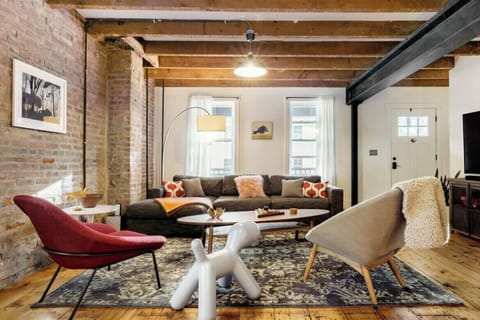Living room with exposed beams